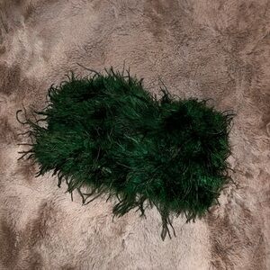 Green Feathered Strapless Top